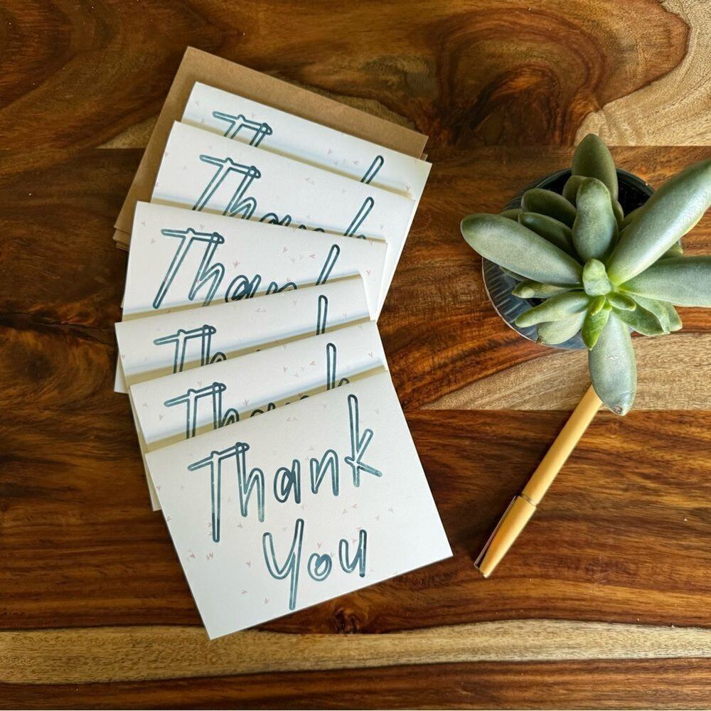 Thank You Cards Greeting Cards Blank Notes Set of 6 With Envelopes Handcrafted